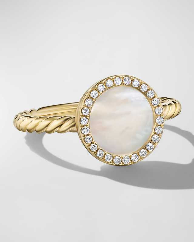 DY Elements Ring with Black Onyx and Diamonds in 18K Gold, 11mm